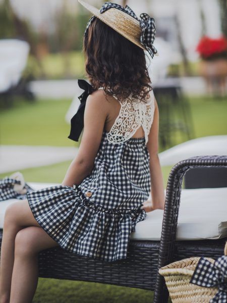 VESTIDO MARIPOSA CON LAZADAS/VICHY