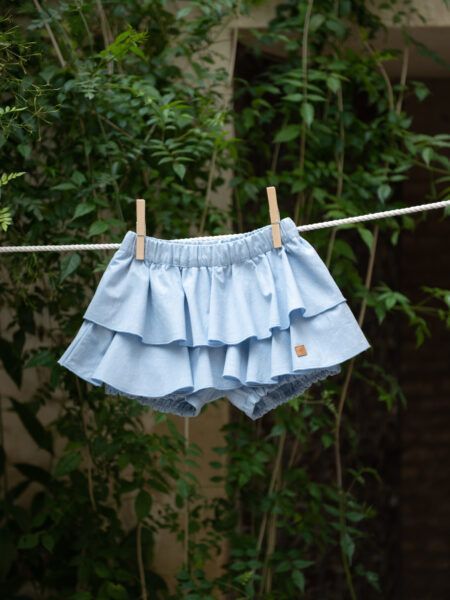 FALDA PANTALÓN  AZUL CON VOLANTES