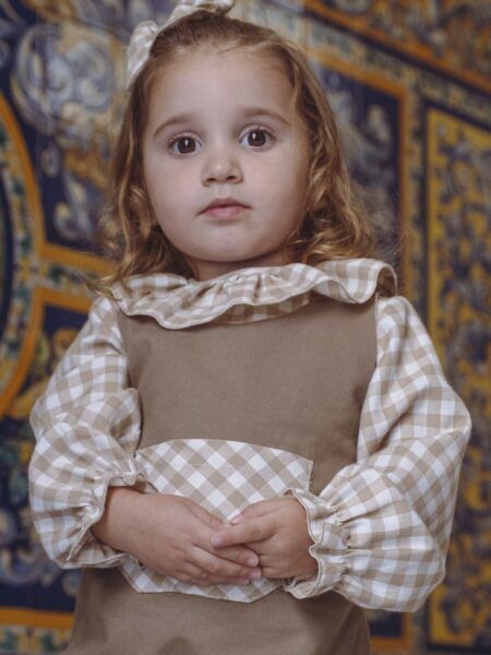 BLUSA PETIT CUADROS CAMEL