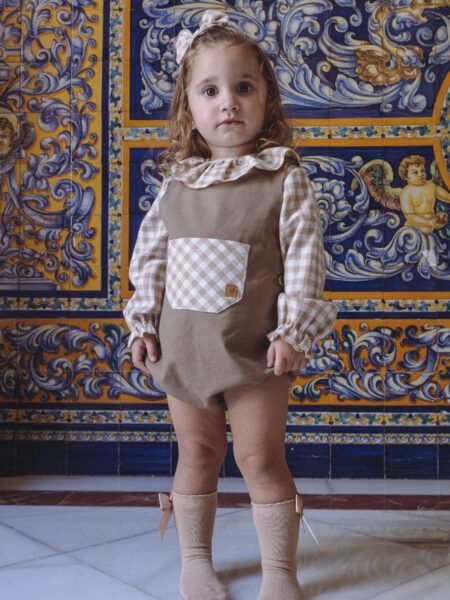 PELELE PETO REVERSIBLE EN PIEDRA/CUADROS CAMEL