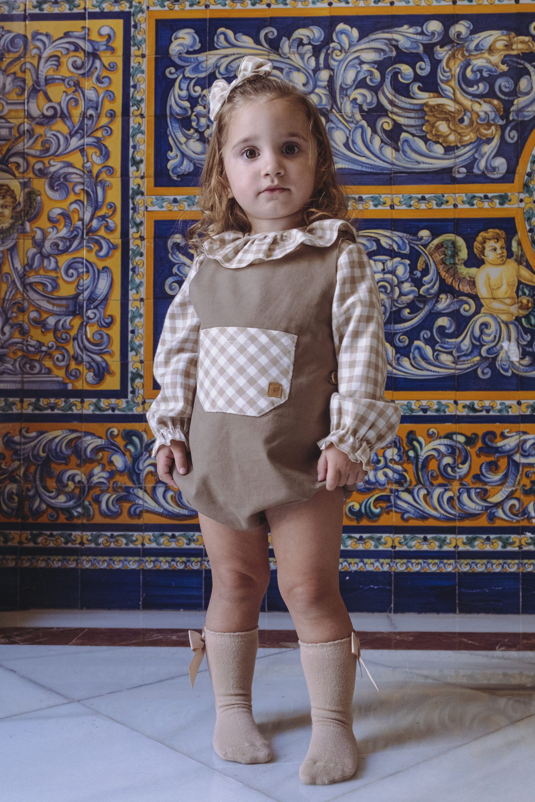 PELELE PETO REVERSIBLE EN PIEDRA/CUADROS CAMEL