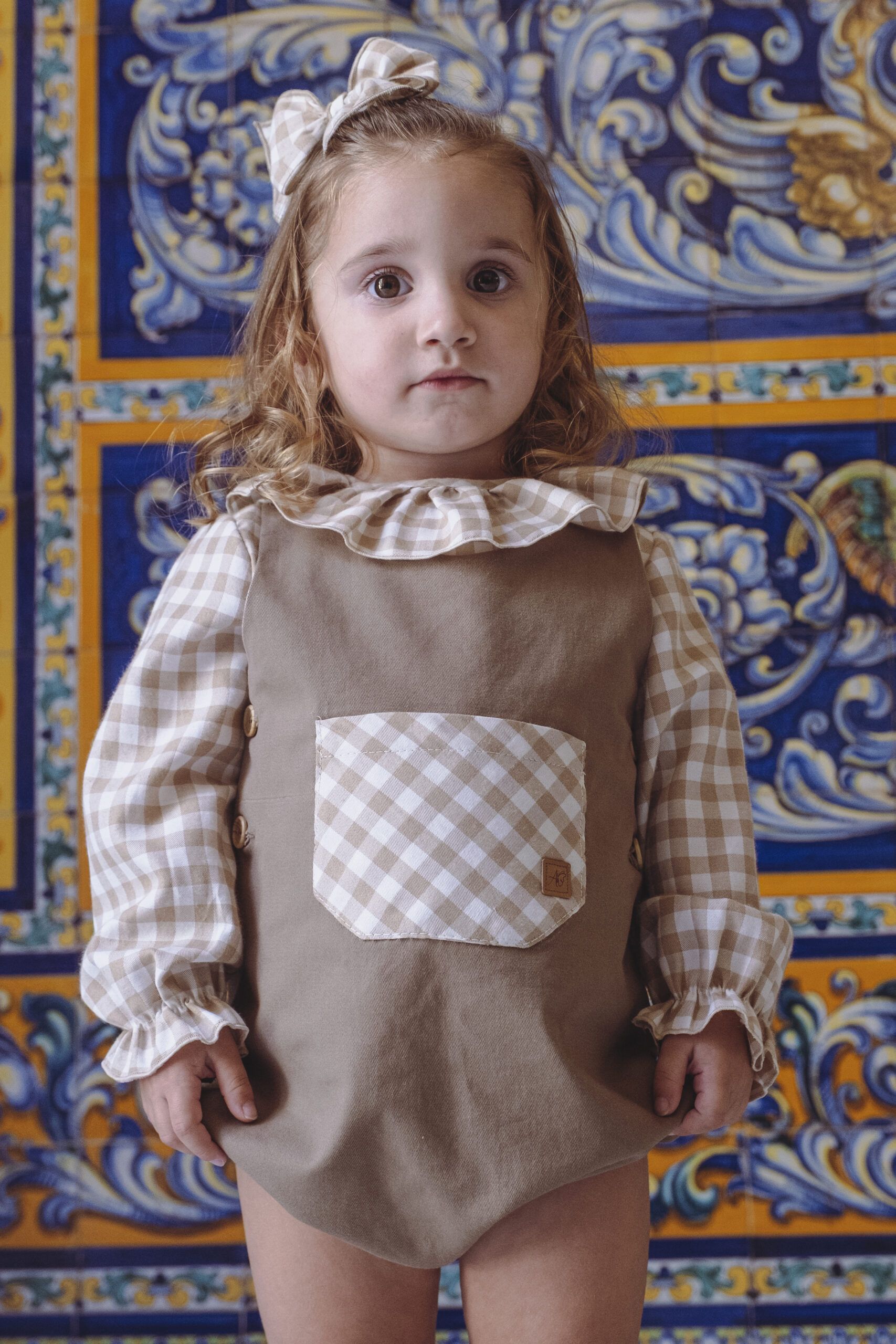 PELELE PETO REVERSIBLE EN PIEDRA/CUADROS CAMEL - Imagen 3