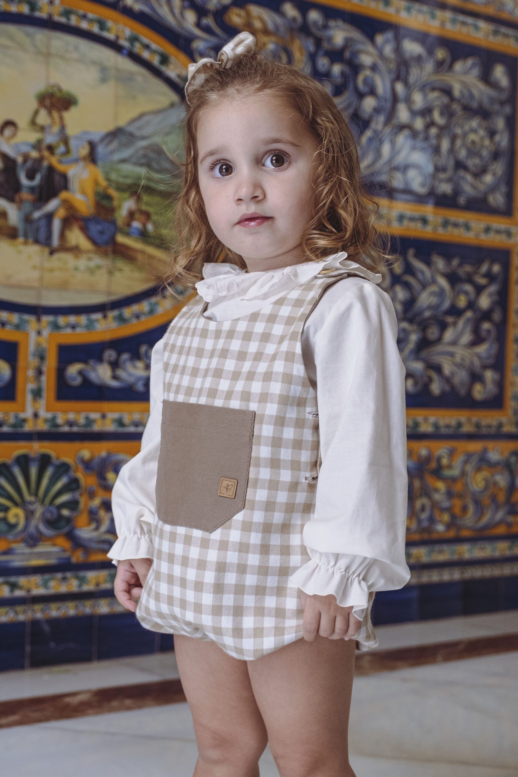 PELELE PETO REVERSIBLE EN PIEDRA/CUADROS CAMEL - Imagen 2