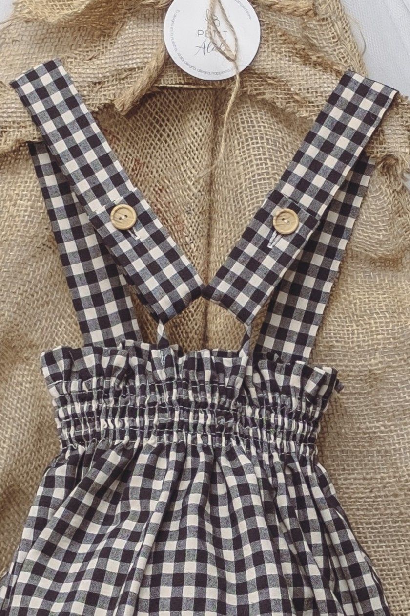 CUBREPAÑAL CON TIRANTES VICHY NEGRO - Imagen 3
