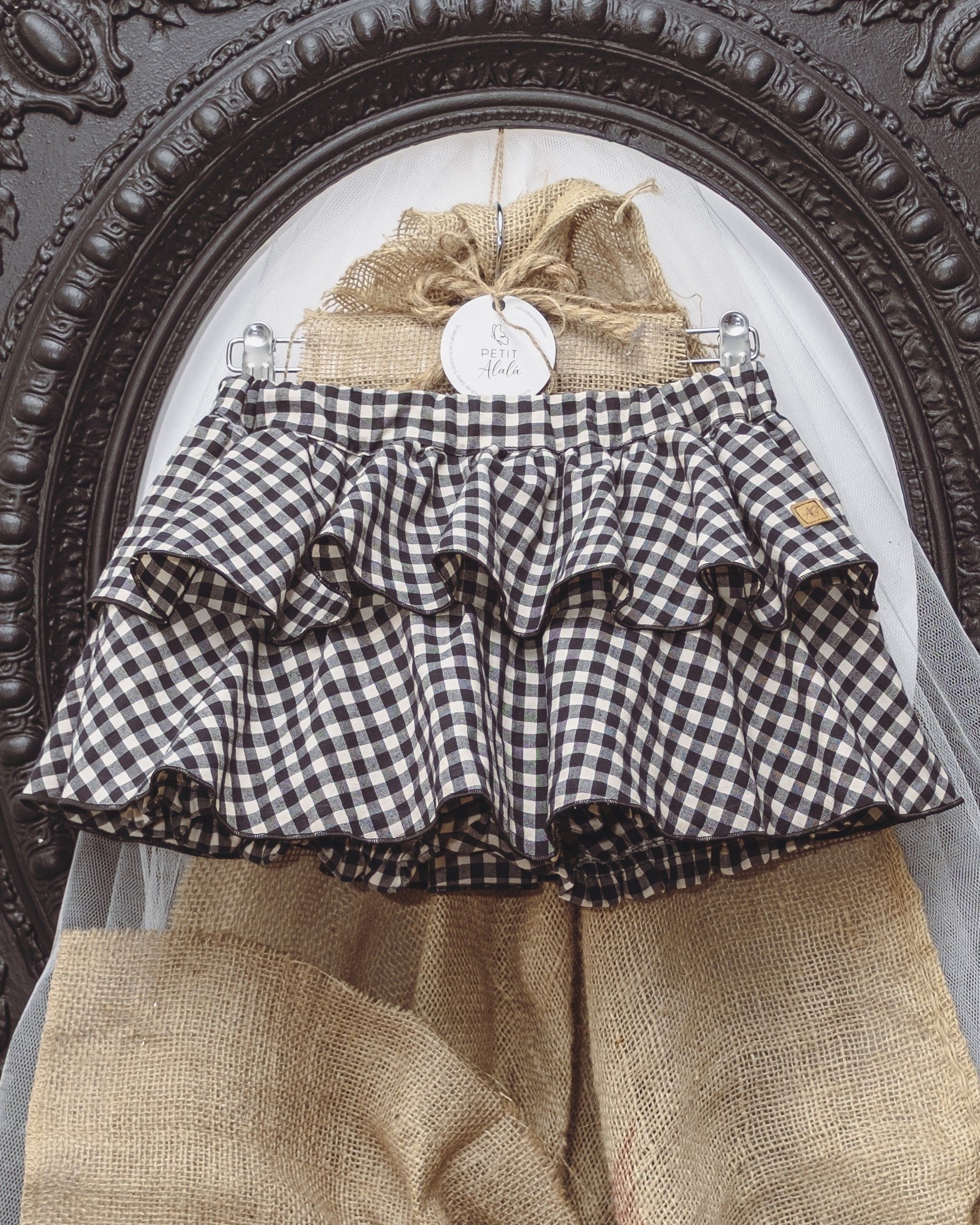 FALDA PANTALÓN VICHY NEGRO - Imagen 4
