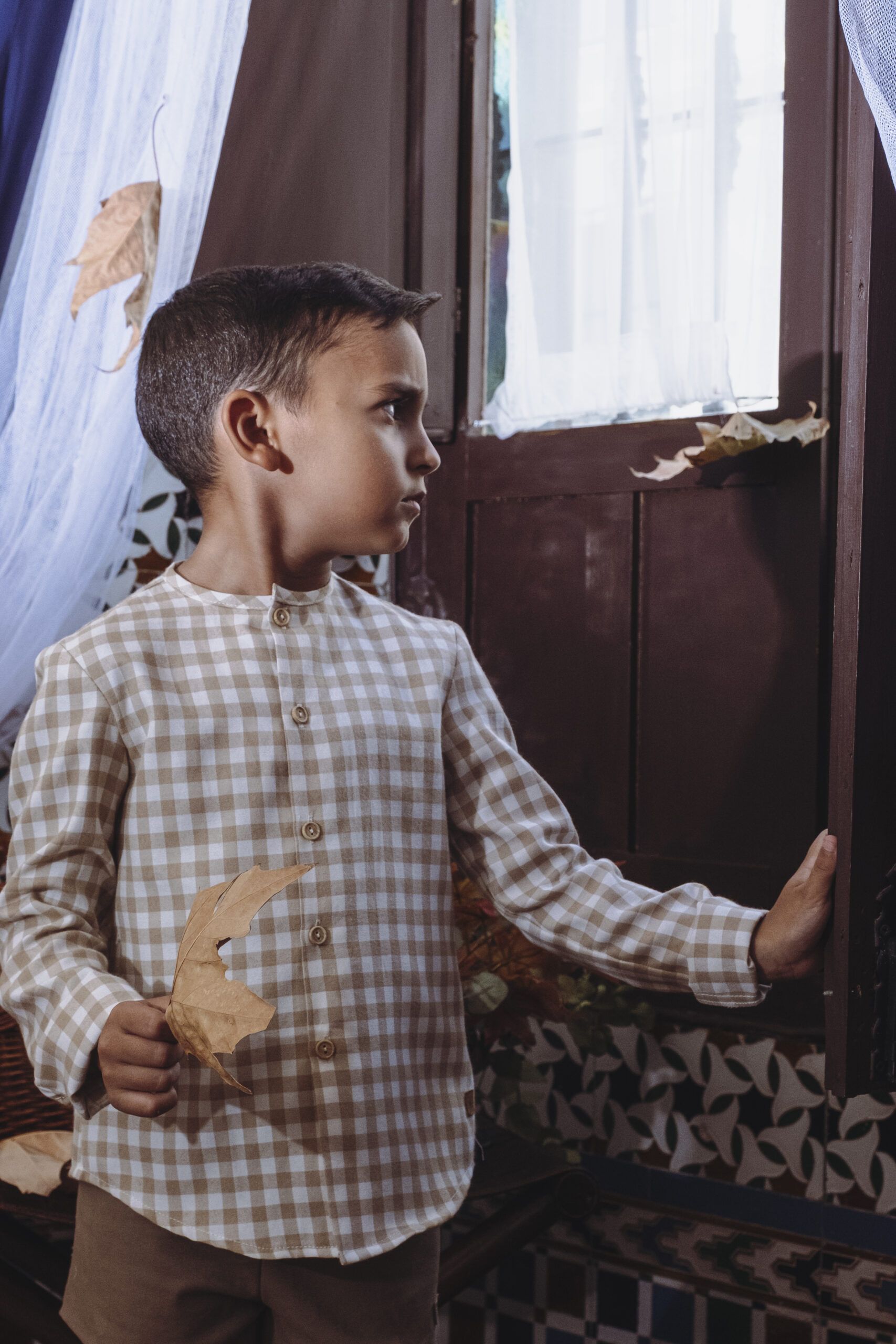 CAMISA CUADROS CAMEL - Imagen 2