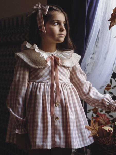 JESUSITO INFANTIL CUELLO SMOCK CUADROS ROSA