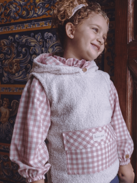 SUDADERA MOUTÓN/CUADROS ROSA PALO